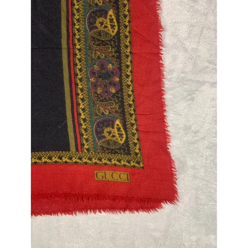 Vintage Gucci Wool Paisley Scarf Large 50